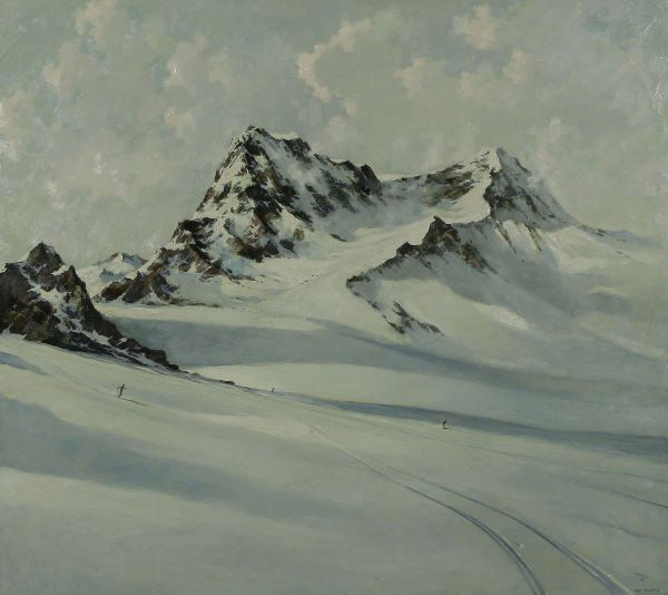 SLOANE (AMERICAN) The Slope Oil: ERIC SLOANE (AMERICAN 1905-1985), "The Slope", oil on masonite, 32 x 36 in (81.3 x 91.4 cm), signed and titled lower right.