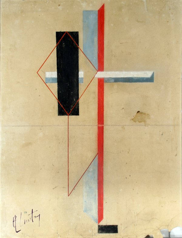 LISSITZKY (RUSSIAN 1890-1941) "Proun": LISSITZKY, EL (RUSSIAN 1890-1941) "Proun", gouache, watercolor, pencil, 20 x 15 in (50.8 x 38.1 cm), signed lower left, PROVENANCE: Private collector, Canada.