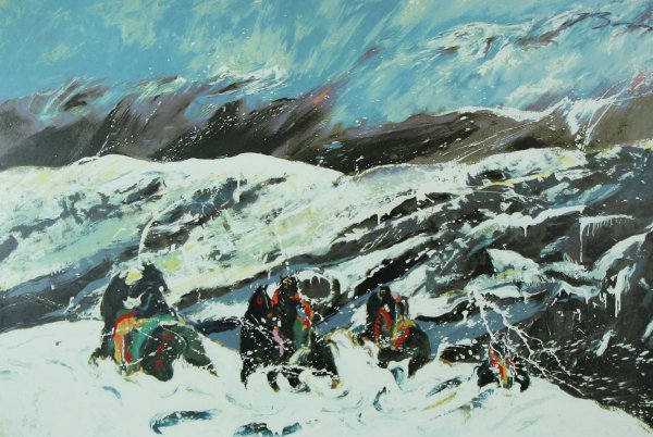 BLISS (AMERICAN 1947-1998) "Trapped in the Storm": BLISS , EARL (AMERICAN 1947-1998) "Trapped in the Storm", serigraph, 22.5 x 33.5 in (57.1 x 85.1 cm, ed. 67/140, signed upper right,