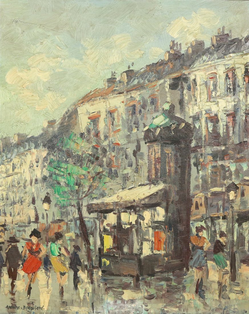 ANTOINE BLANCHARD FRENCH 1910-1988: Parisian Street Scene, oil on canvas, 20 x 16 in (50.8 x 40.6 cm), signed lower left, Inventory #B-768 verso, PROVENANCE: Property of a Private Collection, NY