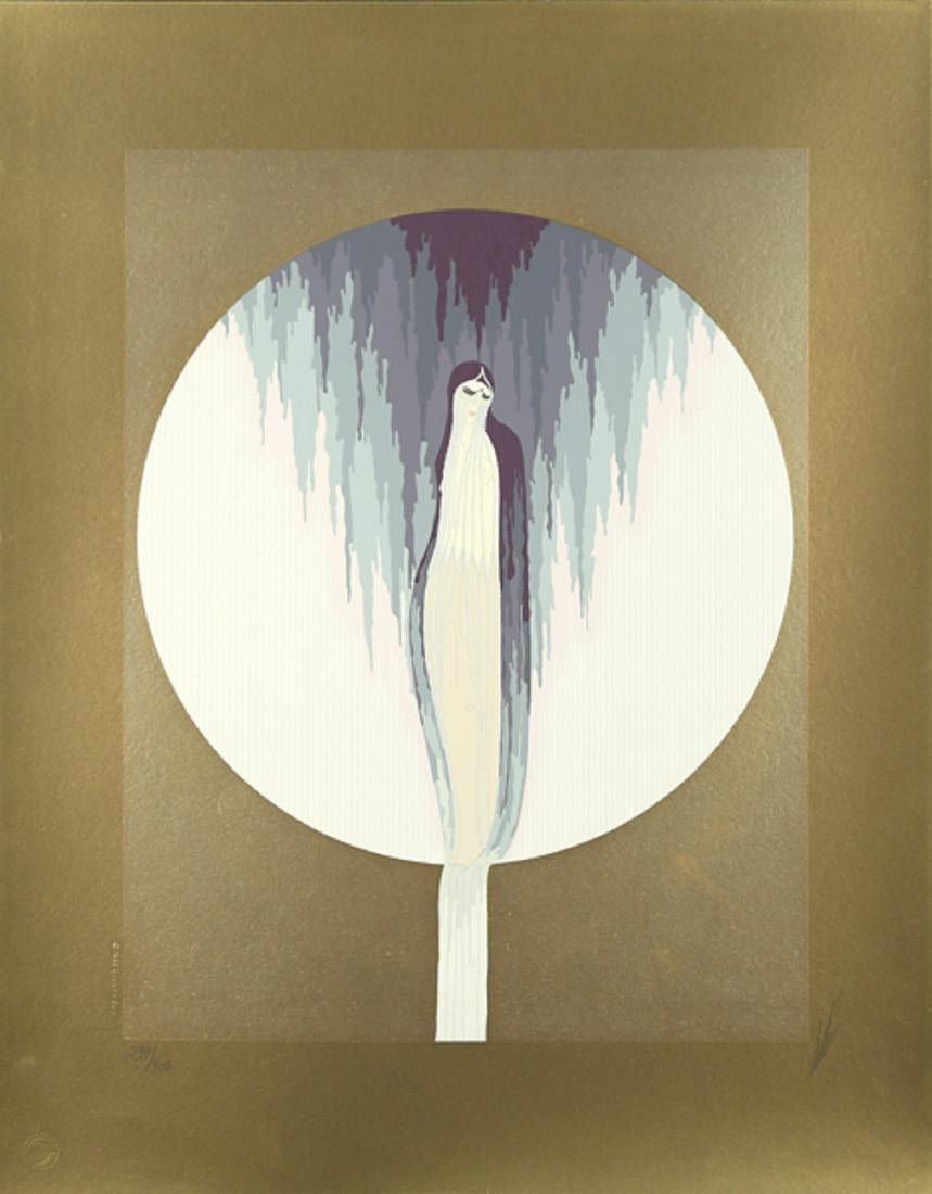 ERTE (ROMAIN DE TIRTOFF RUSSIAN/FRENCH 1892-1990: Sadness from "Four Emotions" Suite, 1980, serigraph on paper with embossing and foil stamping,, 22 3/4 x 17 3/4 in, signed lower right, Edition 237/300