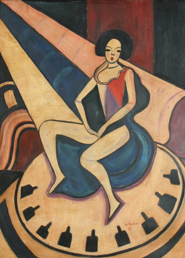 SCHEIBER (HUNGARIAN 1873-1950) "Woman": SCHEIBER, HUGO (HUNGARIAN 1873-1950) "Woman" oil on board, 21 x 29 in (53.3 x 73.7 cm), signed lower left.