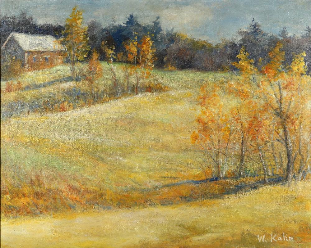 WOLF KAHN AMERICAN 1927-20020: The Lower Farm Pasture, oil on canvas, 25 x 20 in (63.5 x 50.8 cm), signed lower right, (framed dimensions 31 x 37 in), PROVENANCE: Private collector in New York