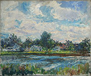 YEATS (ATTR) (IRISH 1871-1957) River: YEATS (ATTR)(IRISH 1871-1957) River YEATS (ATTR) , JACK BUTLER , IRISH , 1871-1957, "River (Landscape", oil on canvas , 19 1/2 x 24 in (49.5 x 61 cm)