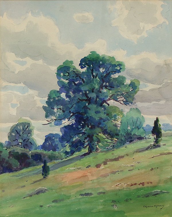 HARRIS (AMERICAN 1891-1963) Rhode Island: HARRIS (AMERICAN 1891-1963) Rhode Island HARRIS , CHARLES GORDON , AMERICAN , 1891-1963, "Rhode Island Summer", watercolor , 22 x 16 in (55.9 x 40.6 cm), signed lower right