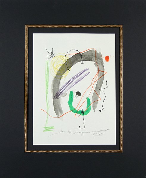 MIRO (SPANISH 1893-1983) Quelques: MIRO , JOAN , SPANISH , 1893-1983 , "Quelques Fleurs Pour des Amis , collotoype in colors , 14 1/2 x 11 in (36.8 x 27.9 cm), signed in pencil lower right PROVENANCE: Certificate of Authenticity accomp