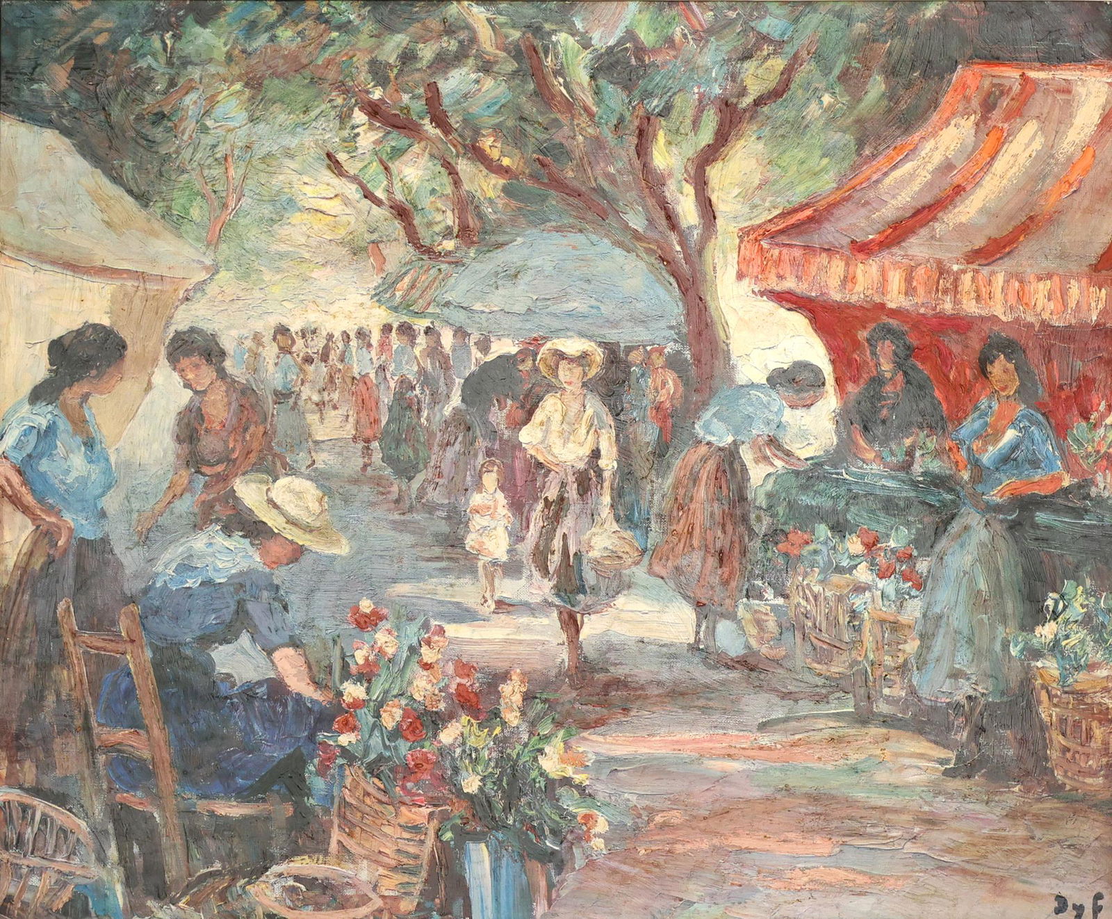 MARCEL DYF (DREYFUS) FRENCH 1899-1985: Marche Provencal, oil on canvas, 20 x 24 in (50.8 x 61 cm), framed (27 x 31 in (68.6 x 78.7 cm), signed lower right, PROVENANCE: titled, signed additionally verso, PROVENANCE: Livingston Auctions Aug
