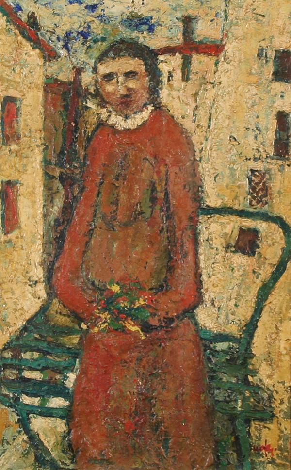 PUGNANO (ITALIAN 20TH CENTURY) Man: PUGNANO , MARIO NOFERI , ITALIAN , 20TH CENTURY , "Man in the Street, Noferi Mario" , oil on board , 15 1/2 x 10 in (39.4 x 25.4 ,cm) , signed lower right