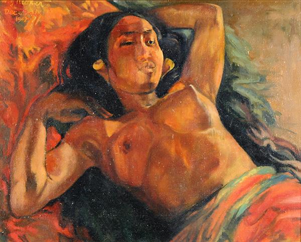 HOFKER (DUTCH 1902-1981): HOFKER , WILLEM GERARD , DUTCH , 1902-1981 , "Balinese Girl" , oil on canvas , 16 x 20 in (41 x 51.2 cm) , signed upper left, dated indistinctly ,PROVENANCE: From a Private Collector Winchester, MA.