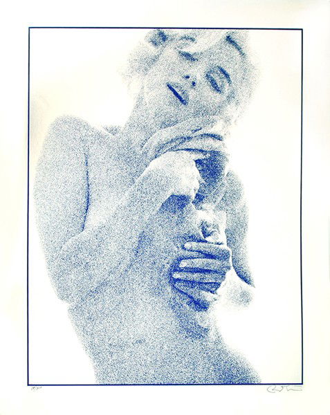 STERN (AMERICAN B1929 )"Marilyn Monroe, The Last Si: STERN,BERT AMERICAN B1929 "Marilyn Monroe, The Last Sitting Body with Roses" (Blue on Silver Foil) Silkscreen (331/2 x 26 1/4 in (85.1 x 66.7 cm)) signed lower right (Edition 153/300)