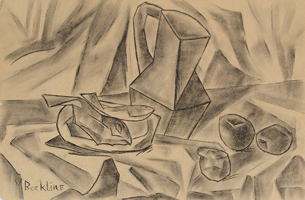 VERA ROCKLINE (RUSSIAN 1896-1934): VERA ROCKLINE (RUSSIAN 1896-1934) , "Nature Morte with Vase" , Charcoal and Graphite on paper , 12 7/8 x 19 1/2 in ( 32.7 cm x 49.5 cm) , signed lower left