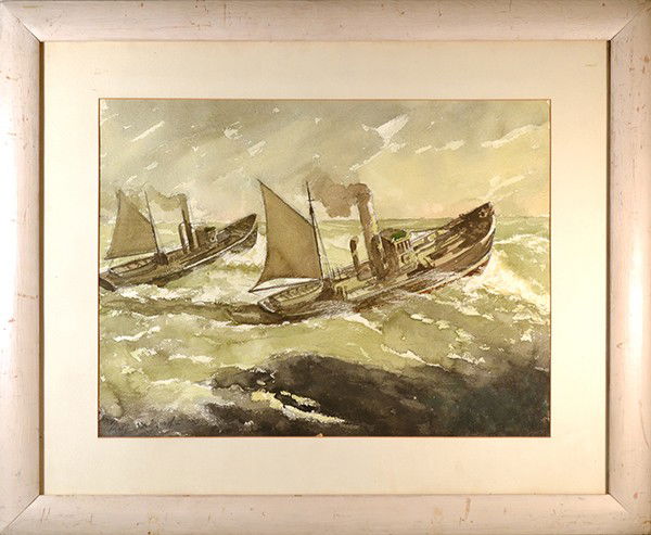 REGINALD MARSH (AMERICAN 1898-1954): REGINALD MARSH (AMERICAN 1898-1954), "Rough Weather" , Watercolor , 18 x 24 in (45.7 x 61 cm) , signed lower right, PROVENANCE: Doyle Auctions