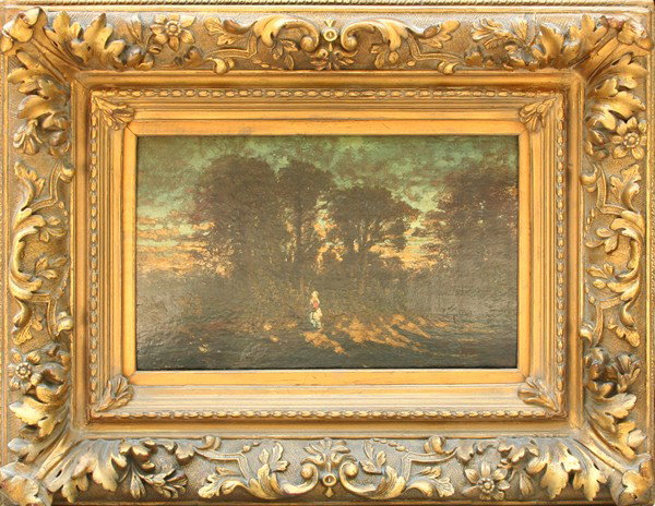THEODORE ROUSSEAU FRENCH 1812-1867 "Barbizon Lands: , ROUSSEAU THEODORE FRENCH 1812-1867 , "Barbizon Landscape" , Oil on panel , 10 x 16 in (25.4 x 40.6 cm) , signed lower right, PROVENANCE: From the Collection of a Physician in Dalton, Georgia