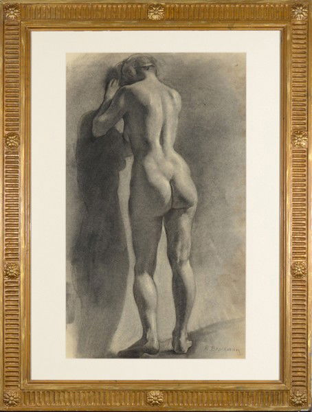 ROBERT BRACKMAN AMERICAN 1898-1980 "Female Figure: , BRACKMAN ROBERT AMERICAN 1898-1980 , "Female Figure Study" , Charcoal , 24 x 14 in (61 x 35.6 cm) , signed lower right