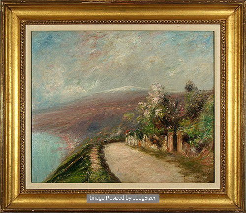 EDWARD B. GAY AMERICAN 1837-1928: EDWARD B. GAY (AMERICAN 1837-1928) Road to Taormina (View of Mt. Aetna) titled verso Oil on canvas (18 x 24 in (45.7 x 61 cm )
