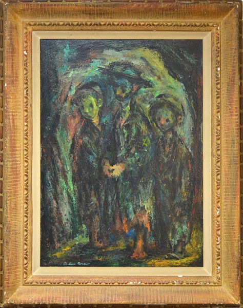 IVER ROSE AMERICAN 1899-1972: IVER ROSE AMERICAN 1899-1972 "A World I Never Made" oil on masonite 33 3/4 x 24 1/2 (85.7 cm x 62.2 cm) signed lower left, dated 1957 Exhibition label "Painting in the United States", 1949 Carnegie In