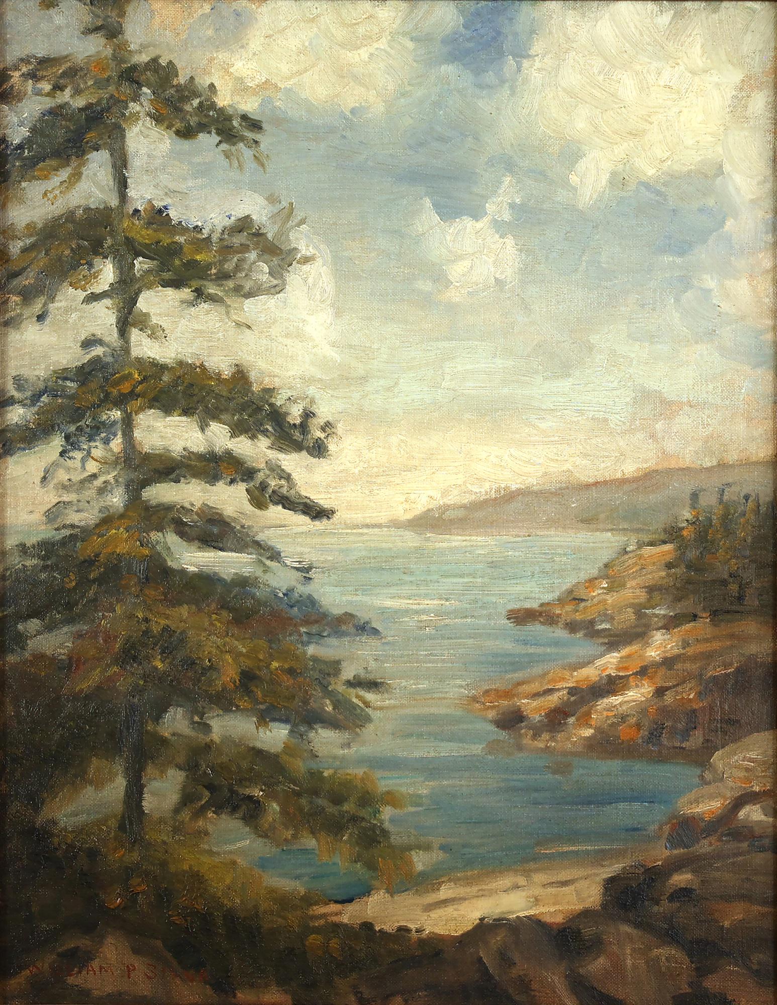 WILLIAM POSEY SILVA AMERICAN 1859-1948: California Coastal Scene, oil on canvas board, unframed: 18 x 14 in (45.7 35.6 cm), framed: 22 x 18 1/2 in (55.9 x 47 cm), signed lower left