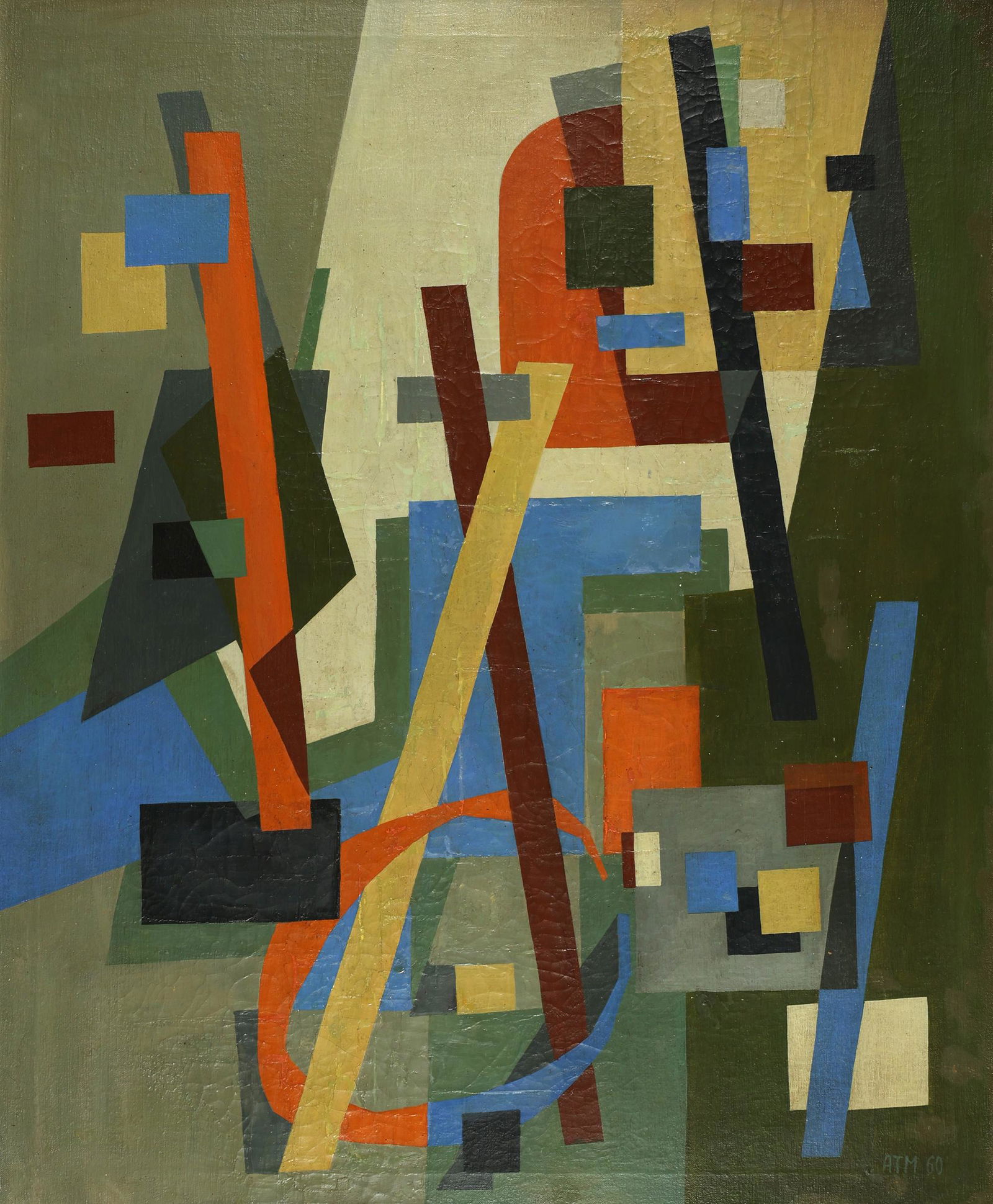 ALICE TRUMBULL MASON AMERICAN 1904-1971: Abstraction Composition, oil on canvas, 36 x 30 in (91.4 x 76 cm), framed 38 x 32 in (96.5 x 81 cm), signed lower right, dated 1960, signed additionally verso, PROVENANCE: Private collection Philadelp