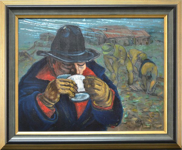 ALBERT PELS (AMERICAN 1910-1998): ALBERT PELS AMERICAN 1910-1998 "The Overseer" Oil on canvas on masonite, 16 x 20 in (40.6 x 50.8 cm),signed lower right