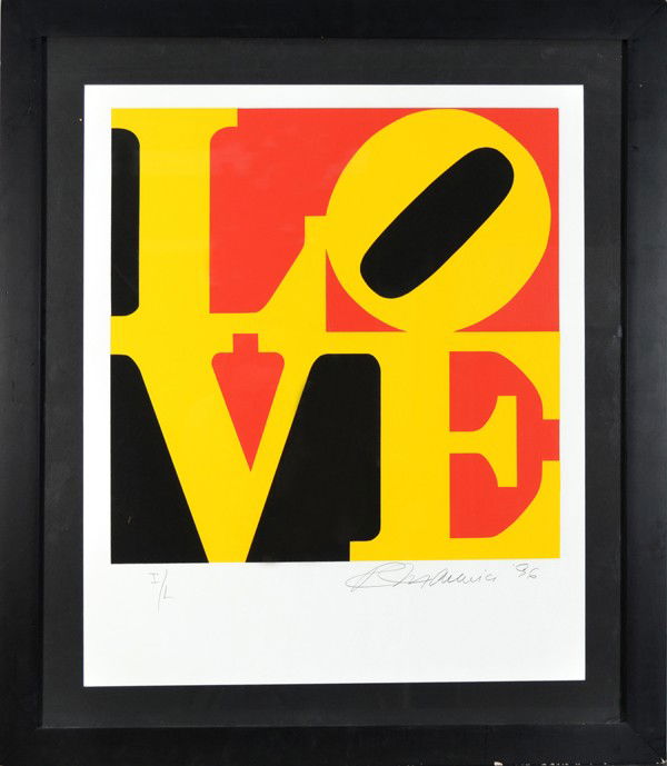 ROBERT INDIANA (AMERICAN B1928): ROBERT INDIANA AMERICAN B1928 "Love" Serigraph 18 x 18 in (45.7 cm x 45.7 cm) Pencil signed lower right From the book of love portfolio 1996. ANW Crestwood Museum edition paper. Edition 1 of the Editi