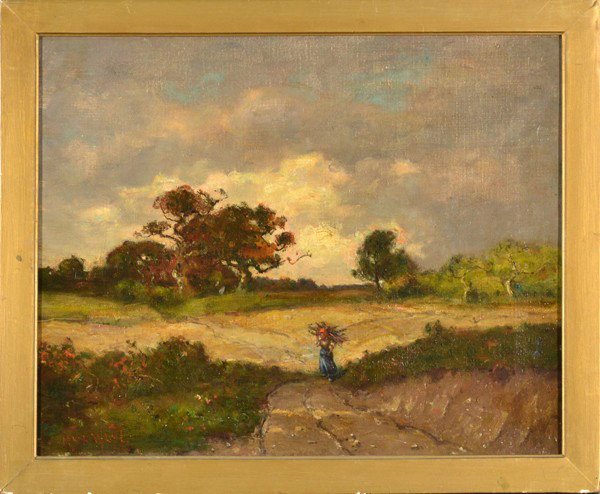MAX WEYL ( AMERICAN 1837-1914): MAX WEYL AMERICAN 19TH CENTURY EARLY 20TH CENTURY 1837-1914 "Tonalist Landscape" oil on canvas 14 x 17 in (35.6 cm x 43.2 cm) signed lower left