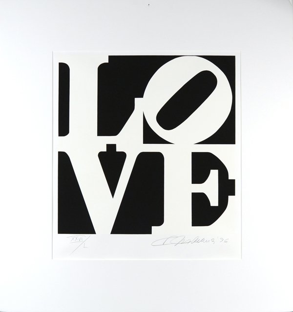 ROBERT INDIANA AMERICAN B.1928 "The Book of Love I: ROBERT INDIANA AMERICAN B.1928 "The Book of Love I " serigraph 18 x 18 in (45.7 x 45.7 cm)pencil signed lower right, dated 86, Edition XXVI/L (26/50)