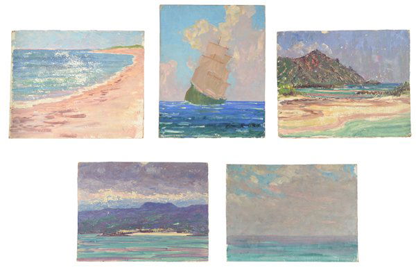 HARRY LESLIE HOFFMAN AMERICAN 1874-1966 "Five Land: HARRY LESLIE HOFFMAN AMERICAN 1874-1966 "Five Landscapes" Oil on board 8 x 10 in (20.3 cm x 25.4 cm)all estate stamped verso