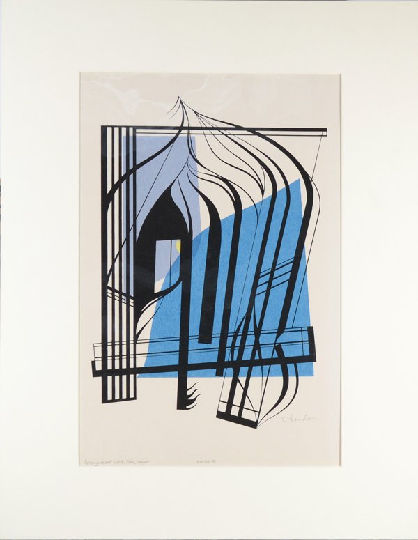 EDWARD AUGUST LANDON AMERICAN 1911-1984 "Arrangeme: EDWARD AUGUST LANDON AMERICAN 1911-1984 "Arrangement with Blue Major" Serigraph 15 1/2 x 11 in (39.4 x 27.9 cm)pencil signed lower right, edition 40 PROVENANCE: From the artist to the niece of the art