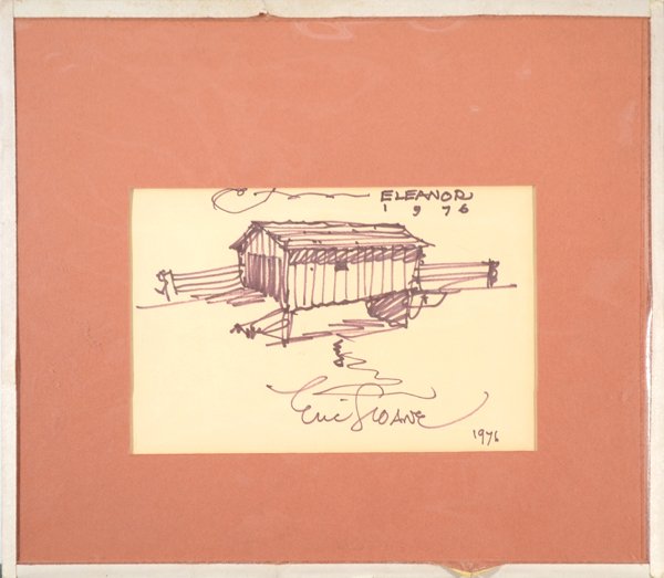ERIC SLOANE AMERICAN 1905-1985 "Covered Bridge": ERIC SLOANE AMERICAN 1905-1985 "Covered Bridge" Marker on paper 6 1/2 x 10 in (16.5 x 25.4 cm)signed lower middle. Dated 1976.