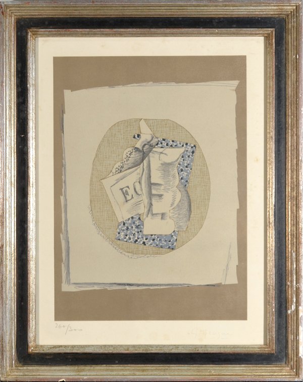 GEORGES BRAQUE FRENCH 1882-1963: GEORGES BRAQUE FRENCH 1882-1963 Verre et journal, 1914 livres Lithographs 15 2/5 x 11 1/5 in (39 x 28.5 cm) pencil signed lower right, edition 260/300 noted lower left Paris American Art label verso R