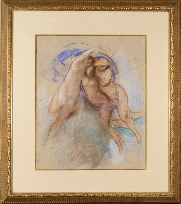 Mose DI GIOSUE BIANCHI ITALIAN 1840-1904: Mose DI GIOSUE BIANCHI ITALIAN 1840-1904 "Figural Study" Pastel and chalk 19 1/4 x 13 1/4 in (48.9 x 33.7 cm) initialed lower left PROVENANCE: Painting sold at Christies London, March 27, 1987 as part