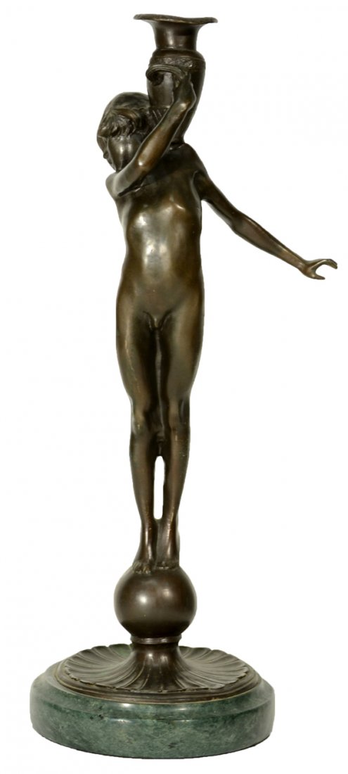 EDWARD FRANCIS McCARTAN AMERICAN 1879-1947: EDWARD FRANCIS McCARTAN AMERICAN 1879-1947 "Boy Holding Amphora" Bronze 17.40 in (44.20 cm) Signed on base