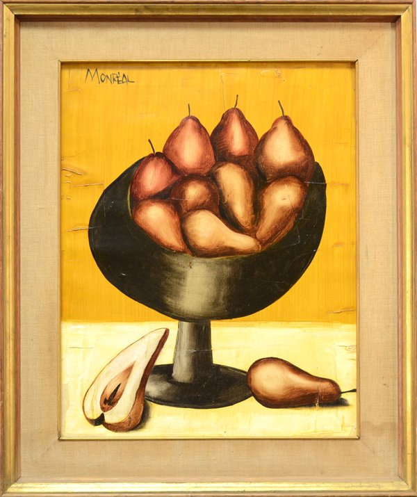 ANRES MONREAL CHILEAN B. 1937: ANRES MONREAL CHILEAN B. 1937 "Before the Jam" Oil on canvas 20 x 16 in (50.8 x 40.6 cm) Signed upper left Titled and signed additionally