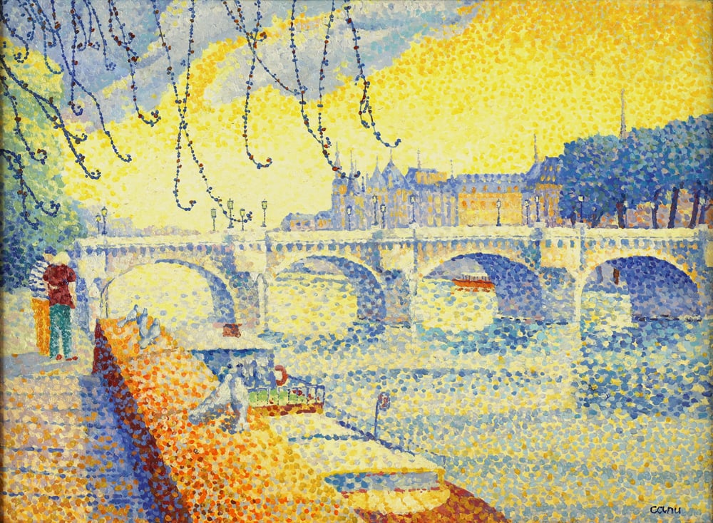 YVONNE CANU FRENCH 1921-2007: La Conciergerie, oil on canvas, 14 1/4 x 19 1/4 in (36 x 49 cm), framed 24 x 32 in (61 x 81.3 cm), signed lower right, titled and signed additionally verso