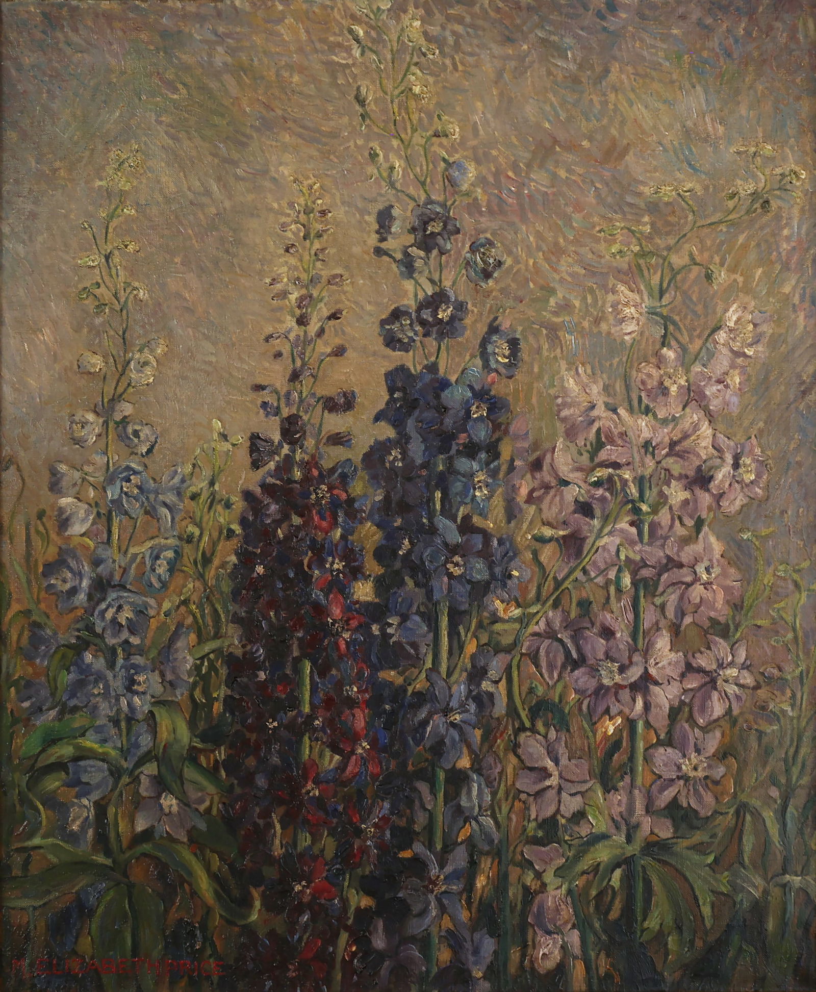 MARY ELIZABETH PRICE AMERICAN 1877-1965: Flowers in a Garden, oil on canvas, 28 x 23 in (71.1 x 58.4 cm), framed 34 1/2 x 29 1/2 in (87.3 x 74.9 cm), signed lower left, PROVENANCE: Private collector New York