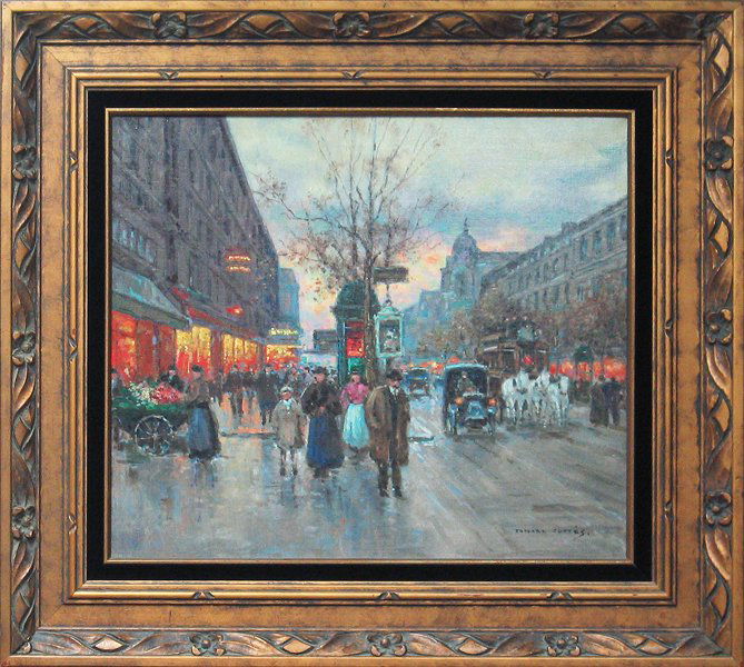 EDOUARD CORTES (FRENCH 1882-1969): EDOUARD CORTES (FRENCH 1882-1969) "Paris Night Scene" Oil on canvas 18 x 21 in (45.7 x 53.3 cm) Signed lower right