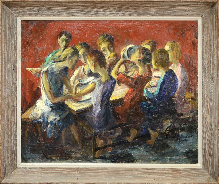 ARNOLD HOFFMANN (AMERICAN 1886-1966): ARNOLD HOFFMANN (AMERICAN 1886-1966) "Picnic" Oil on canvas 31 x 38 in (78.7 x 96.5 cm) Signed lower right dated 1956