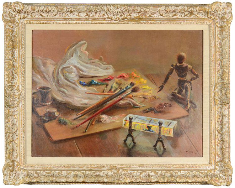 MIRIAM SVET (DORE SCHARY) (AMERICAN B. 1912): MIRIAM SVET (DORE SCHARY) (AMERICAN B. 1912) "Prism and Palette", dated 1951 Oil on canvas 23 3/4 x 17 3/4 in (60.3 x 45 cm) signed lower right PROVENANCE: Exhibition Label Janet Nessler Gallery, Madi