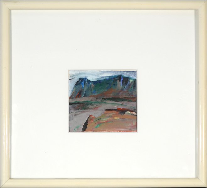 REUBEN TAM (AMERICAN 1916-1991): REUBEN TAM (AMERICAN 1916-1991) "Kapaa Scene" Gouache 4 x 4 1/4 in (10.2 cm x 10.8 cm) Signed lower left, signed and titled verso