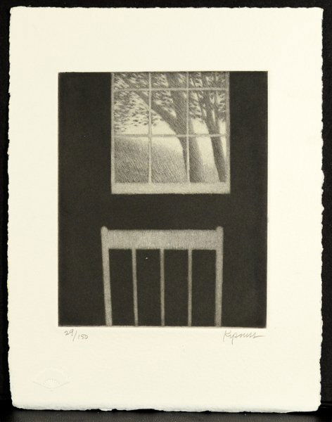 ROBERT KIPNISS (AMERICAN B. 1931): ROBERT KIPNISS (AMERICAN B. 1931) "Landscape with Window and Chair" Mezzotint 4 1/2 x 3 1/2 in (11.4 x 8.9 cm)Pencil signed lower left, Edition 29/ 150
