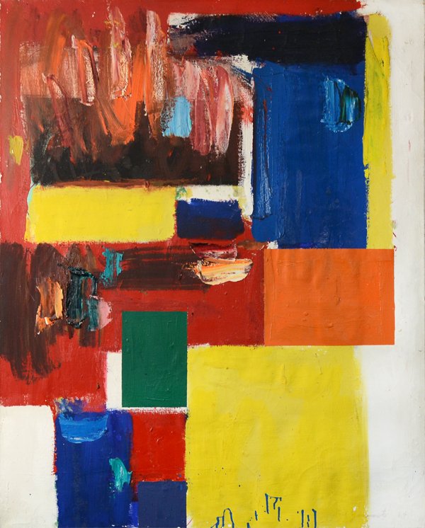 TARO YAMAMOTO (AMERICAN 1919 -1994): TARO YAMAMOTO (AMERICAN 1919 -1994), "Untitled Abstraction" , Oil on canvas, 50 x 40 in (127 x 101.6 cm) , signed lower right, dated 1964 , ARTIST NOTATION: From 1950 to 1951 he studied under Yasuo Ku