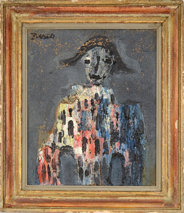 PIERRE BOSCO (FRENCH 1909-1991): PIERRE BOSCO (FRENCH 1909-1991), "Harlequin" , Oil on canvas, 18 x 13 in (45.7 x 33 cm) , signed upper left , Artist Exhibition catalogue accompanies this lot.