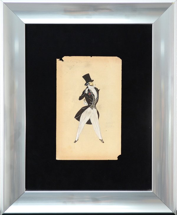 LEON SAMOILOVITH BAKST (RUSSIAN 1866-1924): LEON SAMOILOVITH BAKST (RUSSIAN 1866-1924), "Costume Design" , Watercolor, 9 1/4 x 5 3/4 in (23.5 x 14.6 cm) , signed middle right, dated 1910 ,