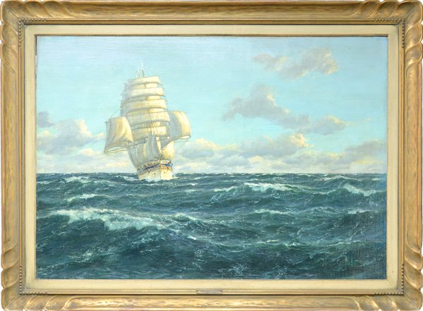 PATRICK DUNBAR (VON KALCKREUTH) (GERMAN/BRITISH 18: PATRICK DUNBAR (VON KALCKREUTH) (GERMAN/BRITISH 1892-1970), "A Southerly Wind" , Oil on canvas laid on masonite, 28 x 40 in (71.1 cm x 101.6 cm) , Signed lower right, artist plaque on frame , ARTIST N