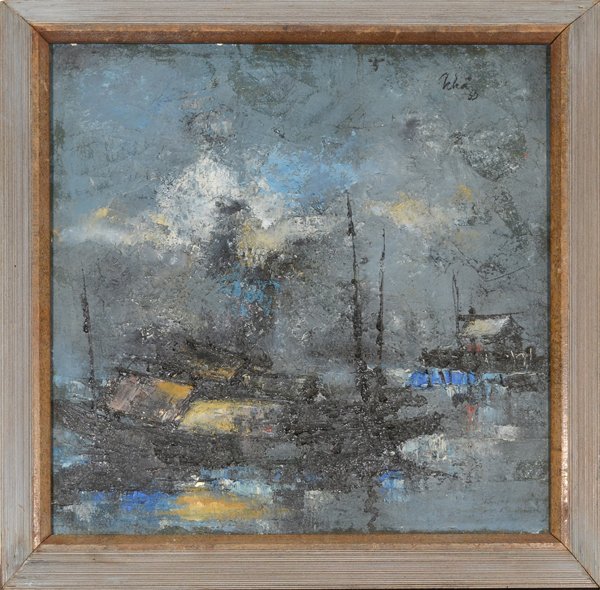 DINH THO NHA VIETNAMESE 20TH CENTURY ": DINH THO NHA VIETNAMESE 20TH CENTURY , " , Oil on canvas , 12 x 12 in (30.5 x 30.5 cm) , signed upper right, dated 1965,titled and signed verso PROVENANCE: Private collection in New Jersey