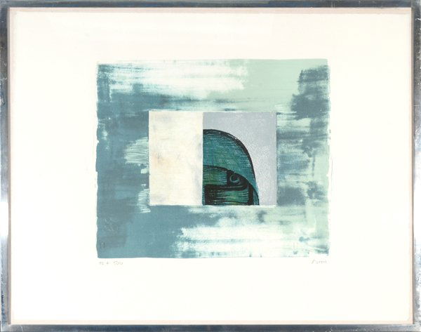 HENRY MOORE BRITISH 1898 - 1986: HENRY MOORE BRITISH 1898 - 1986 , "Helmet Head", 1974 , Lithograph in colors , 12 3/4 x 14 1/4 in (32.4 x 36.2 cm) , pencil signed lower right, PL.4, edition 27/50 On Saunders paper, published by Gér