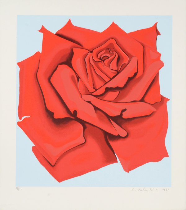 LOWELL BLAIR NESBITT AMERICAN 1993-1993: LOWELL BLAIR NESBITT AMERICAN 1993-1993 , "Red Rose" , Lithograph , 24 1/2 x 21 1/2 in (62.2 x 54.6 cm) , pencil signed lower right, Edition 80/250