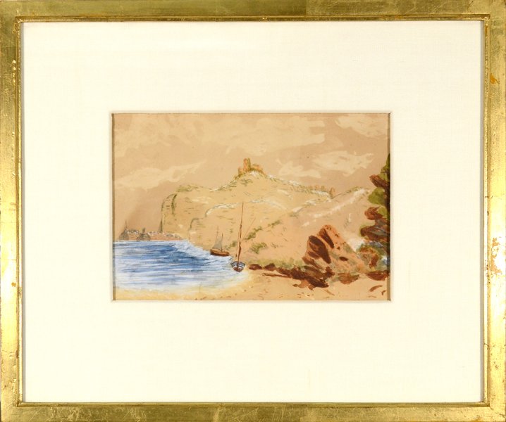 EDWIN CHARLES P. HOLMAN (ATTR) (BRITISH 1882-1955): EDWIN CHARLES P. HOLMAN (ATTR) (BRITISH 1882-1955)"Castle Over the Coast" watercolor 6.5 X 9.5 in (16.5 x 24.5 cm) signed lower right