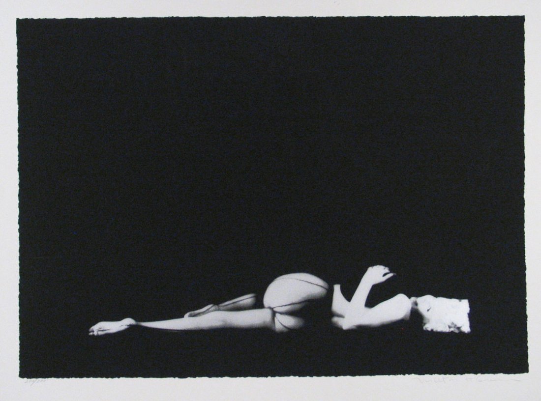 MILTON GREENE (AMERICAN 1922-1985): MILTON GREENE (AMERICAN 1922-1985)"Marilyn Monroe from The Black Sitting", 1956 Photolithograph 30 x 40 in (76.2 x 101.6 cm) signed lower right, Edition 198/300