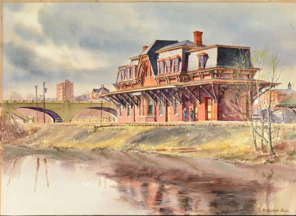 RANULPH BYE (AMERICAN 1916-2003): "Bethlehem Station 1967" (Pennsylvania) ,watercolor, 21 x 28 3/4 in (53.3 x 73 cm) signed lower right, titled and dated verso